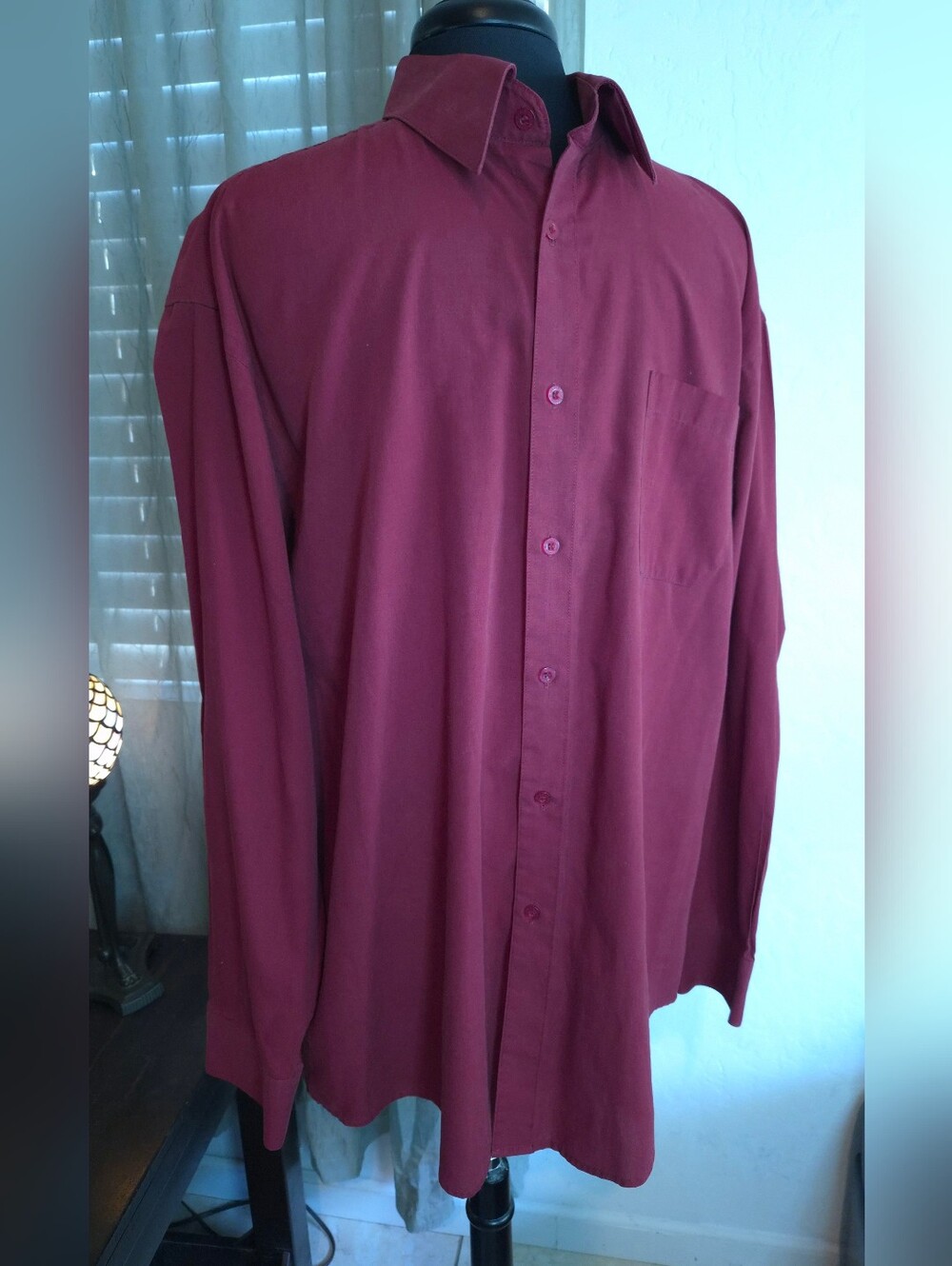 Daniel Ellissa Men's Long-Sleeve Dress Shirt in Burgundy #0361